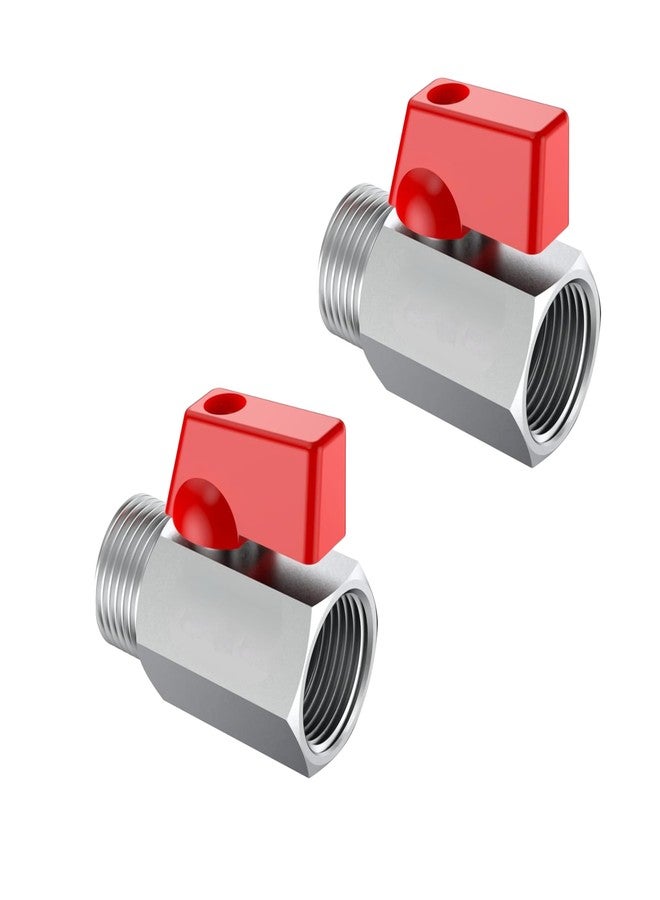 Aitchcy Forged Brass Mini Ball Valve 1/2" (15mm) Male & Female Ends | Shut Off Switch 1/2 Inch (15mm) Npt Male-Female Thread For Water Treatment | Plumbing Solutions | Irrigation | Industrial (2Pc) - Image 1
